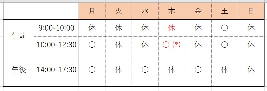 皮膚科外来担当表